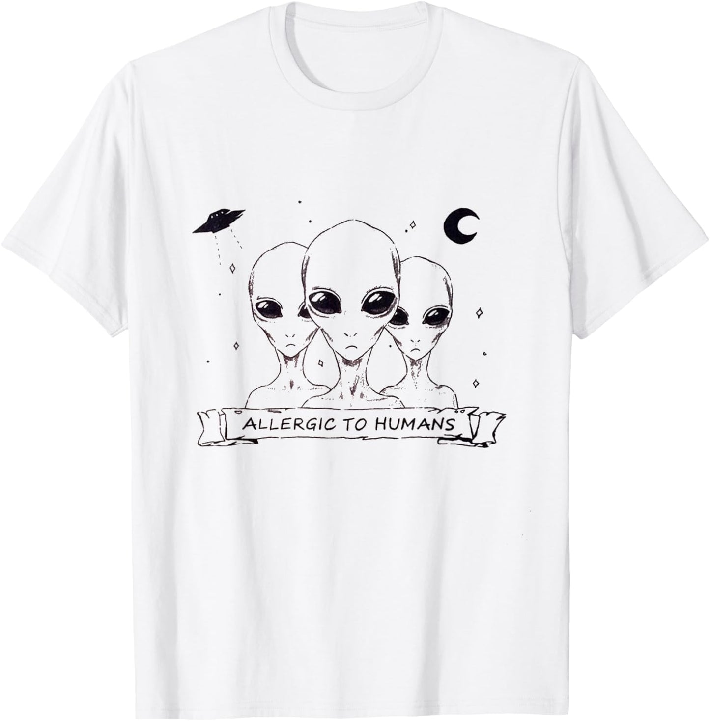 Allergic to Humans Aliens T-Shirt - T-Shirt | White