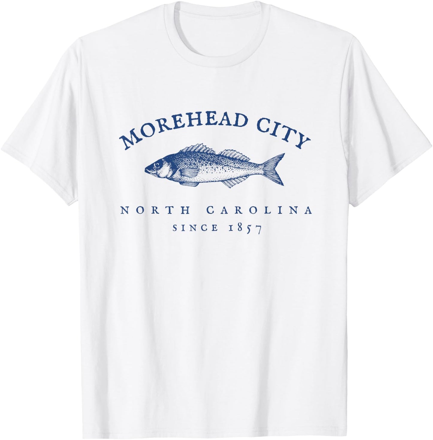 Retro Morehead City North Carolina Fishing T-Shirt - T-Shirt | White