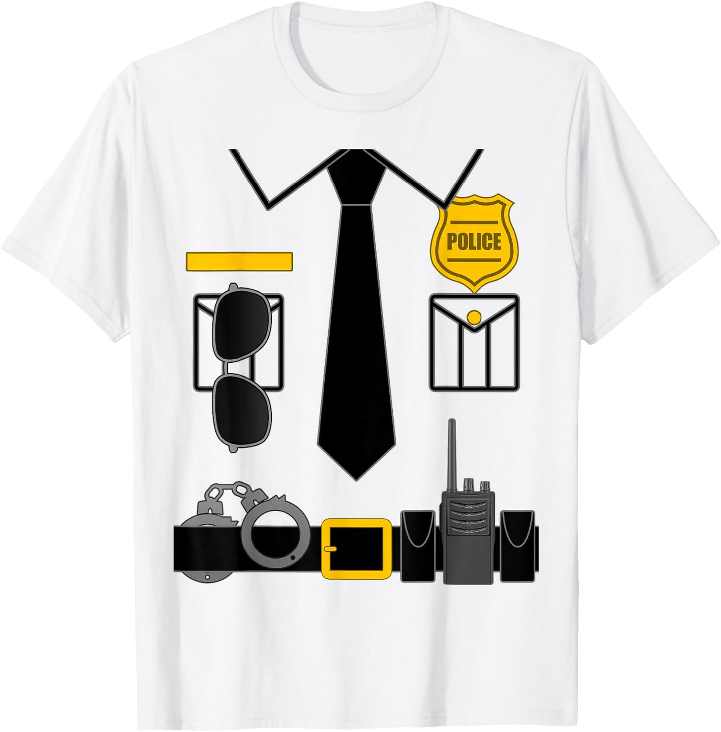 Police Costume for Kids & Adults Halloween Police Officer T-Shirt - T-Shirt | White