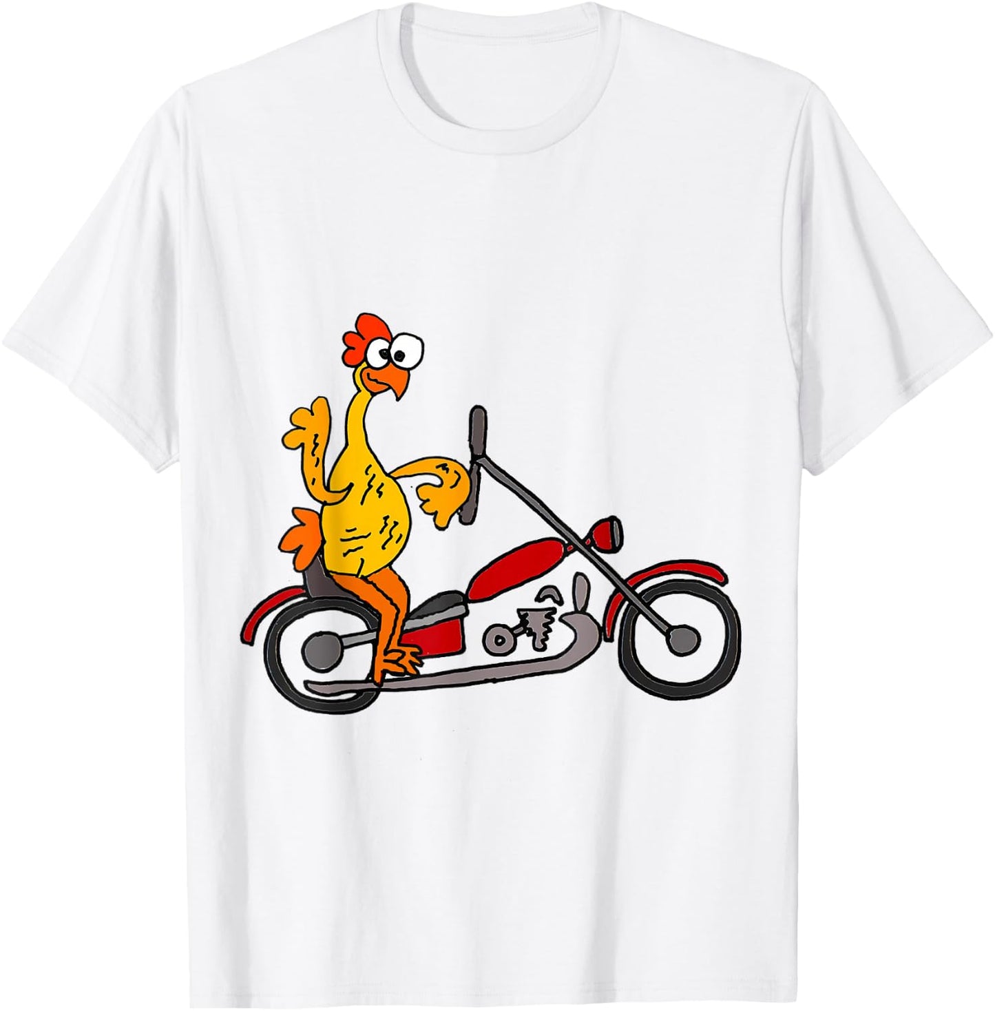 SmileteesFunny Fun Rubber Chicken Riding Motorcycle T-Shirt - T-Shirt | White