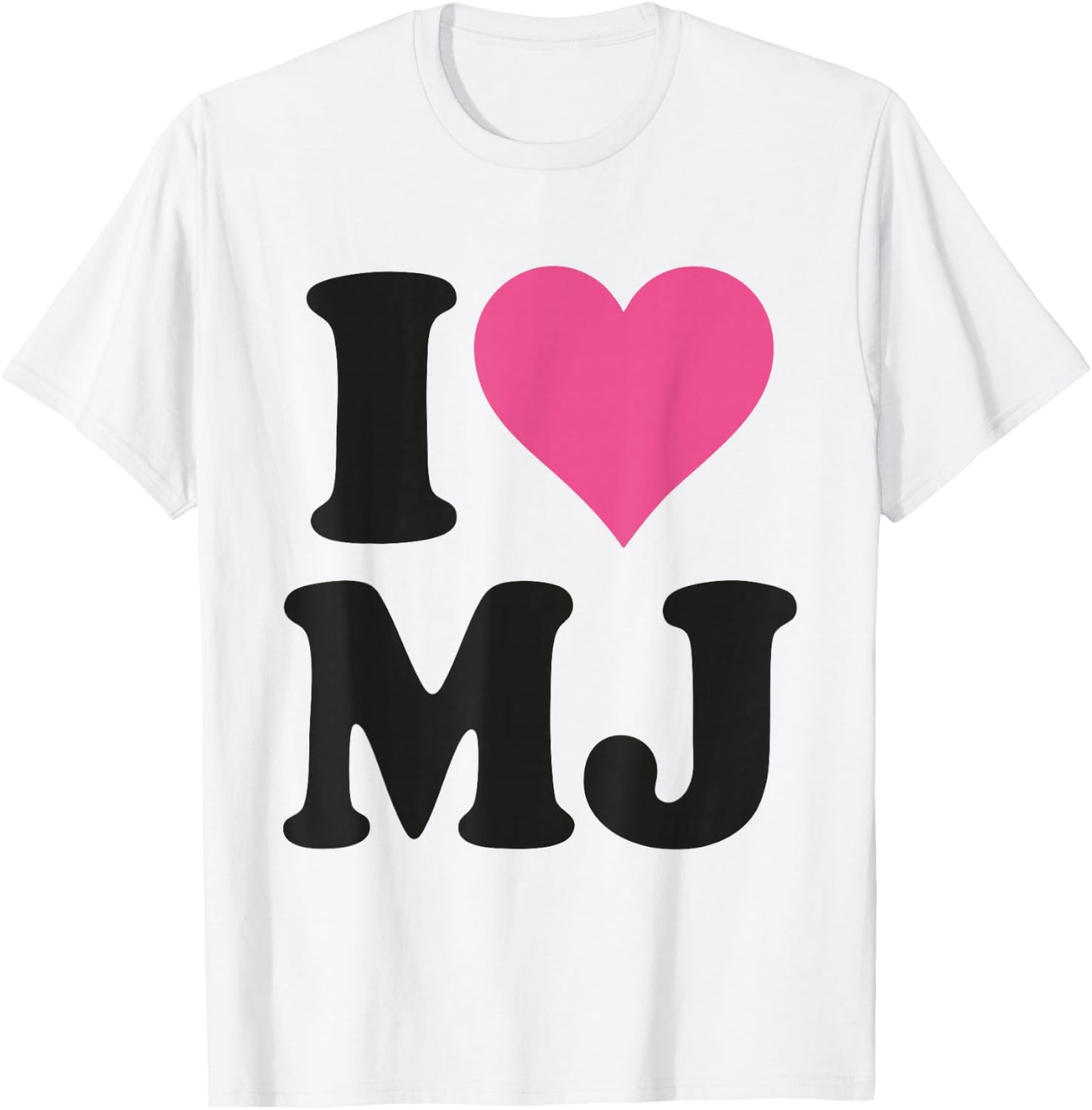 I Love MJ Fan Merch Pink Heart Initials Design M.J. T-Shirt - T-Shirt | White