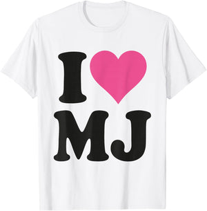 I Love MJ Fan Merch Pink Heart Initials Design M.J. T-Shirt - T-Shirt | White