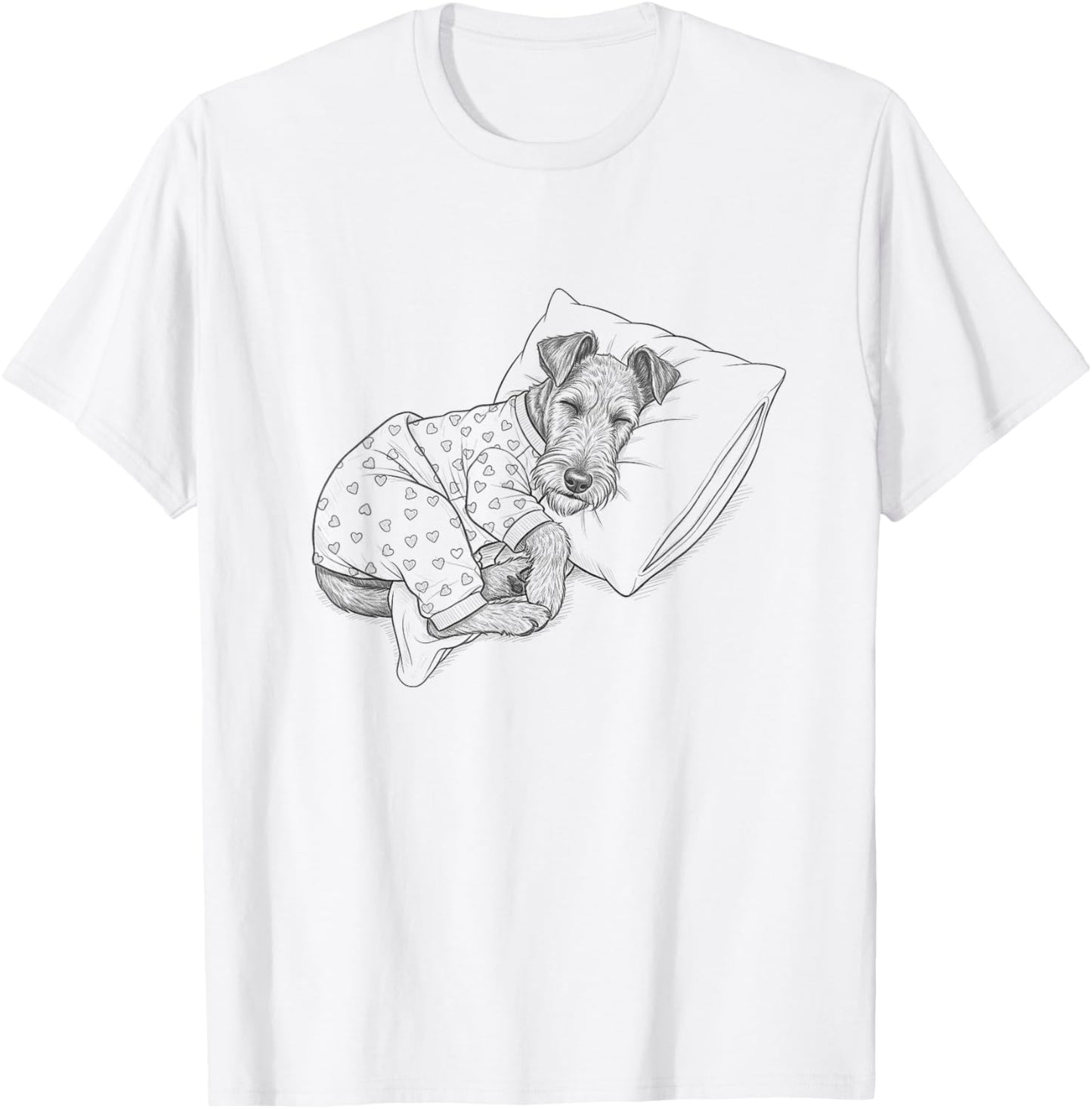 Sleeping Pajama Irish Terrier Drawing Art Design T-Shirt - T-Shirt | White