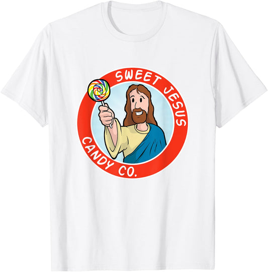 Sweet Jesus Candy Co. Christ Lollipop Parody Logo T-Shirt - T-Shirt | White