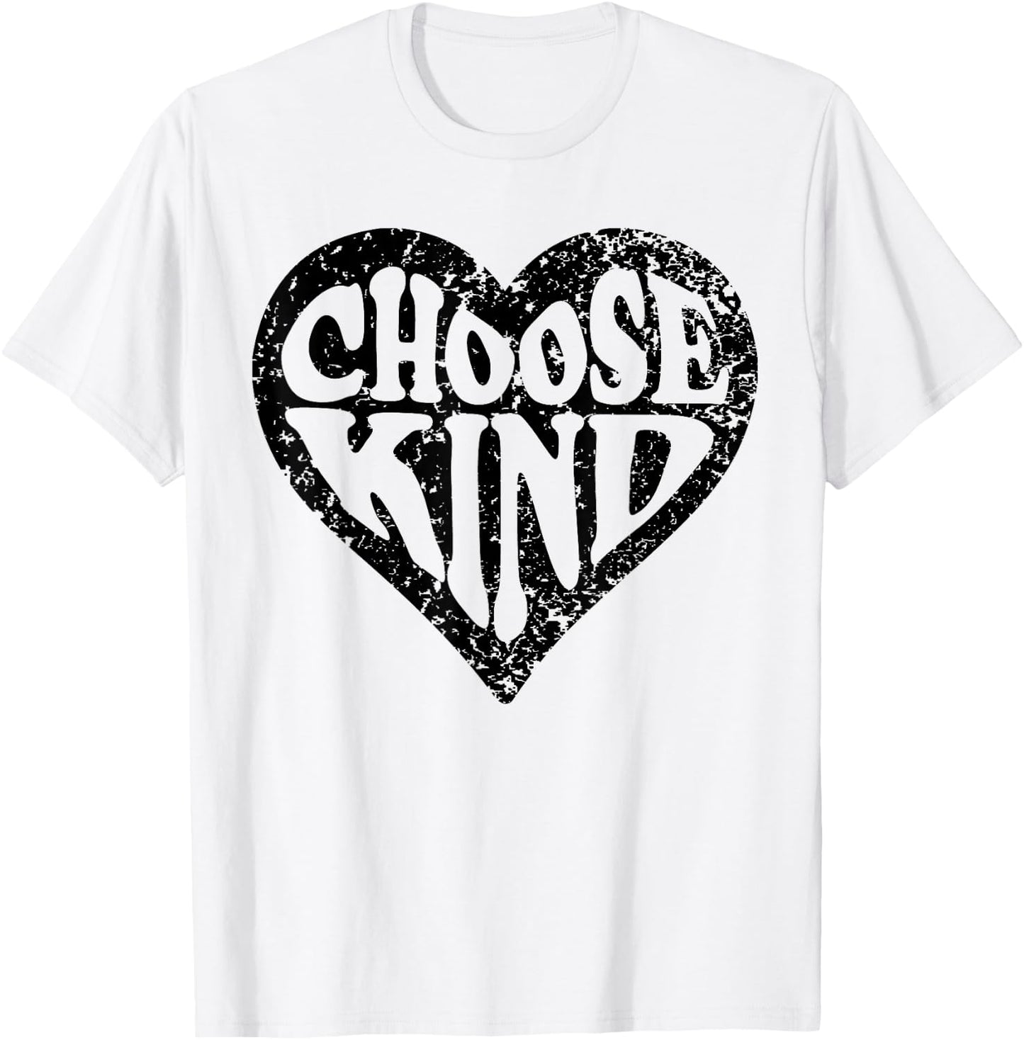Choose Kind Distressed Heart Anti Bullying Unity Day T-Shirt - T-Shirt | White