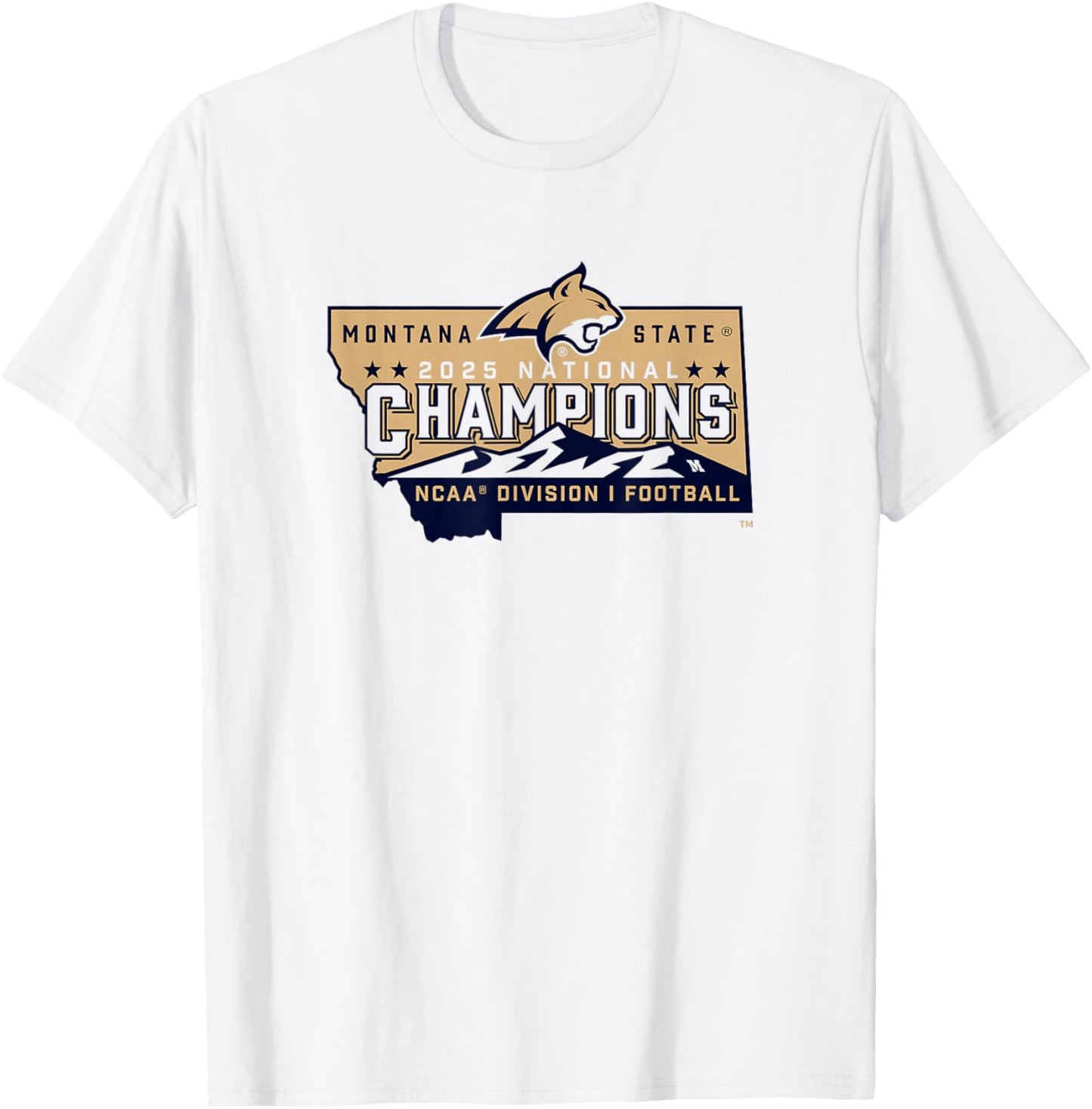 Montana State Bobcats National Champs 2025 Football White T-Shirt - T-Shirt | White