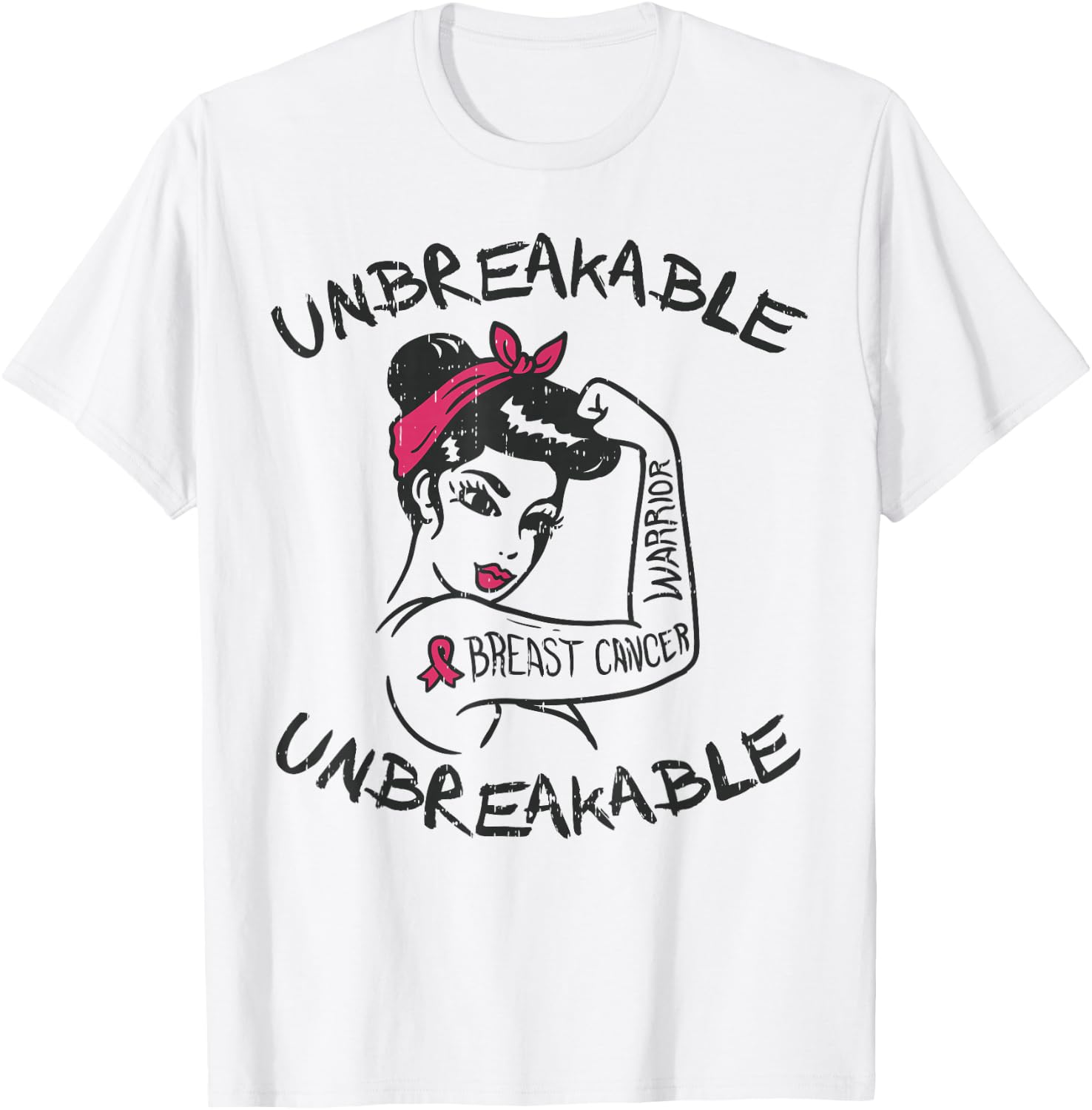 Rosie Unbreakable Pink Breast Cancer Warrior Survivor Gift T-Shirt - T-Shirt | White