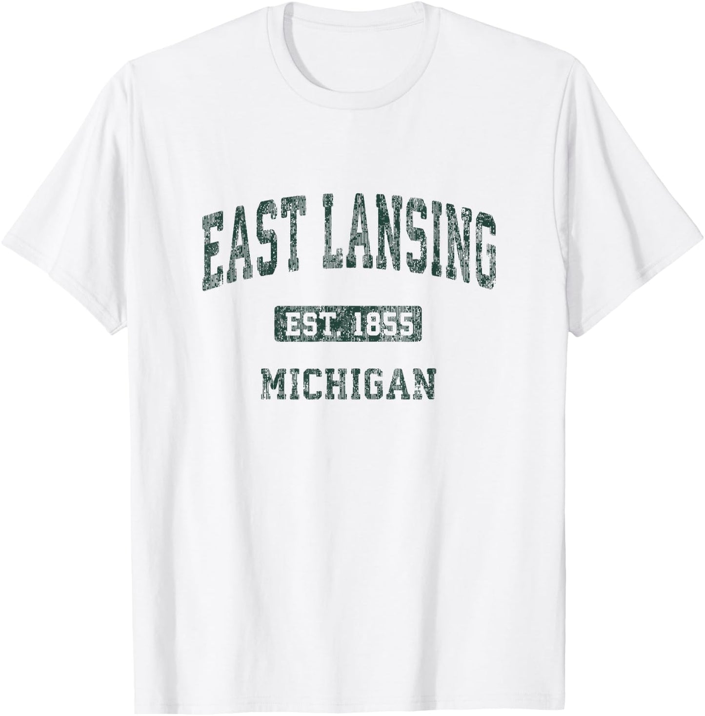 East Lansing Michigan MI Vintage Athletic Sports Design T-Shirt - T-Shirt | White