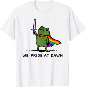 Funny Frog We Pride At Dawn Rainbow Flag LGBT Pride Month T-Shirt - T-Shirt | White