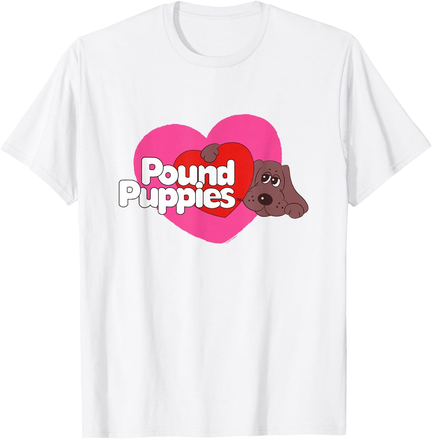 Pound Puppies Valentine's Day Cute Dog Heart Shape Big Logo T-Shirt - T-Shirt | White