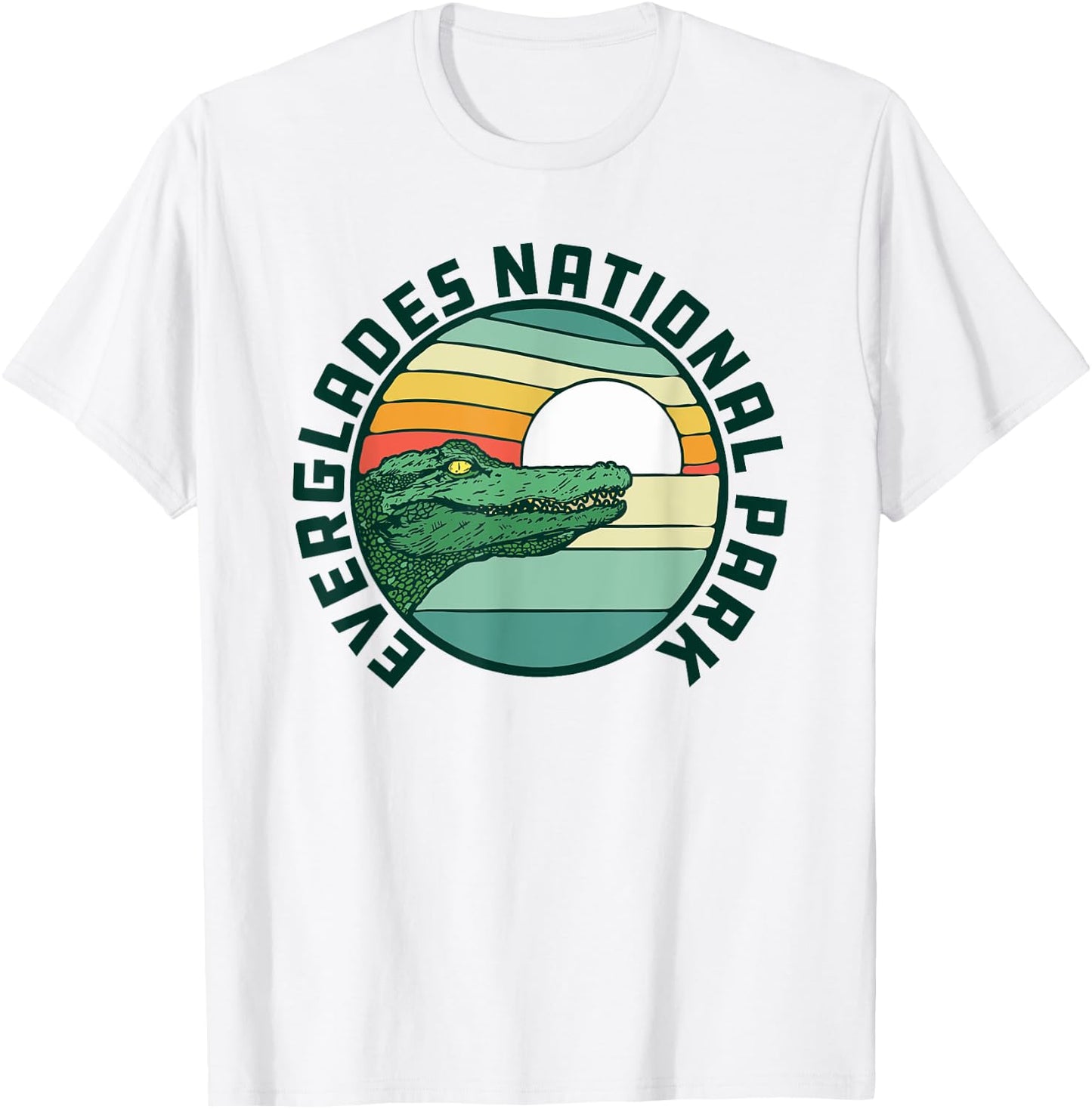 Everglades National Park Retro Alligator 80's Style Graphic T-Shirt - T-Shirt | White