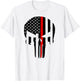 Thin Red Line Skull - Support Firefighters T-Shirt - T-Shirt | White