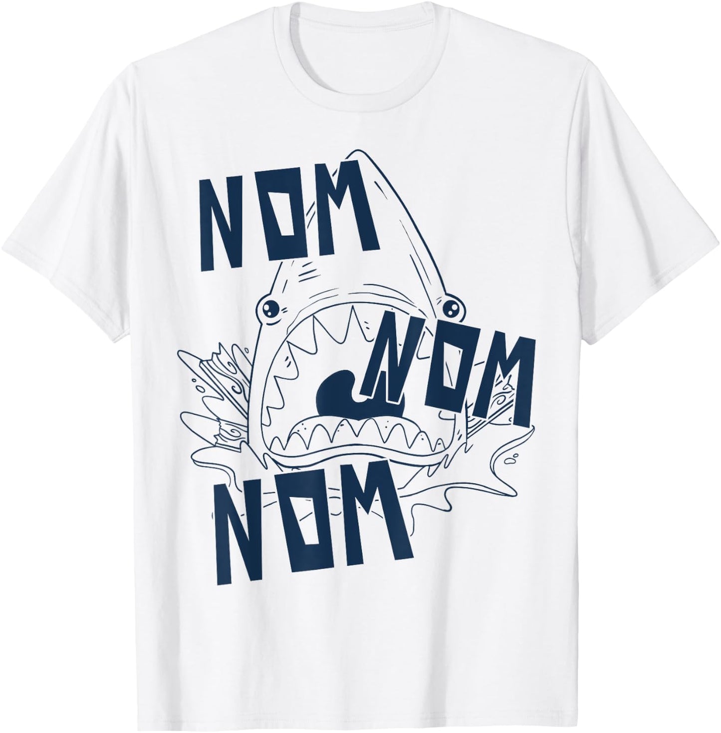 Shark Nom Nom Nom T-Shirt - T-Shirt | White