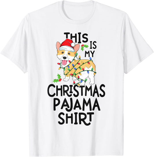Corgi Tree Light Dog Xmas This Is My Christmas Pyjama Shirt Men Women Kids T-Shirt - T-Shirt | White