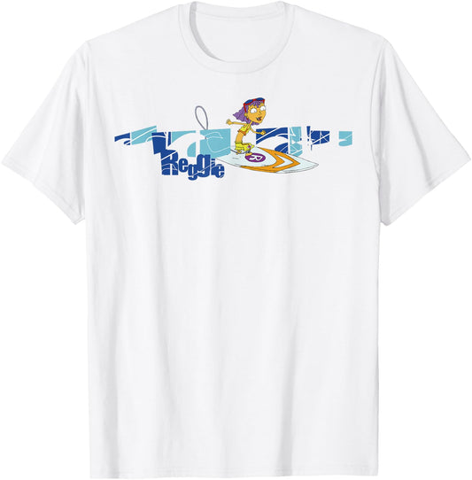 Rocket Power Reggie Surfing Portrait Broken Logo T-Shirt - T-Shirt | White