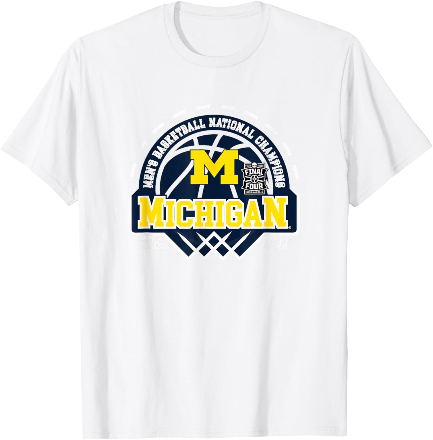 Michigan Wolverines National Champs 2026 Men Basketball Gray T-Shirt - T-Shirt | White