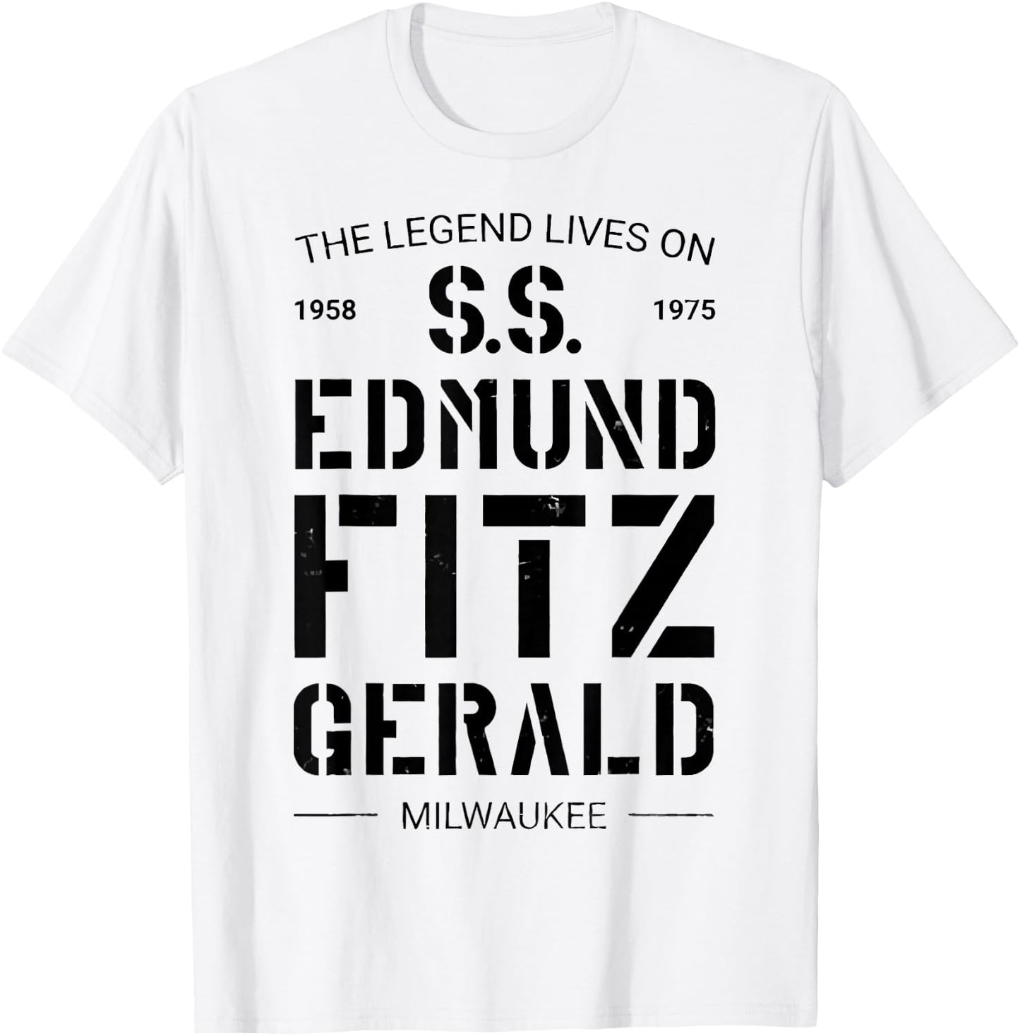 S.S. Edmund Fitzgerald Adult Classic Grey , Small, Short Sleeve, Round Collar, Polyester 100% T-Shirt - T-Shirt | White