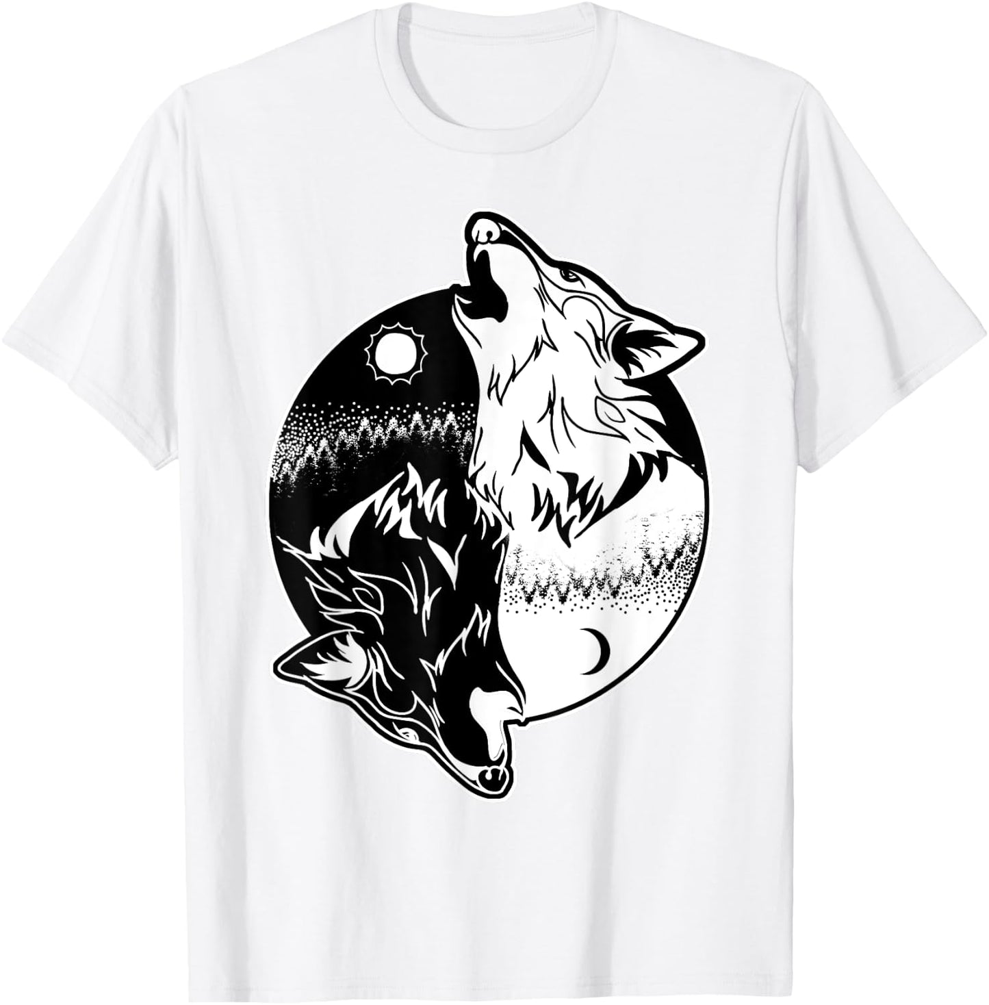 Wolf Yin Yang Shirt Yin Yang Shirt Skoll Wolf Shirt T-Shirt - T-Shirt | White