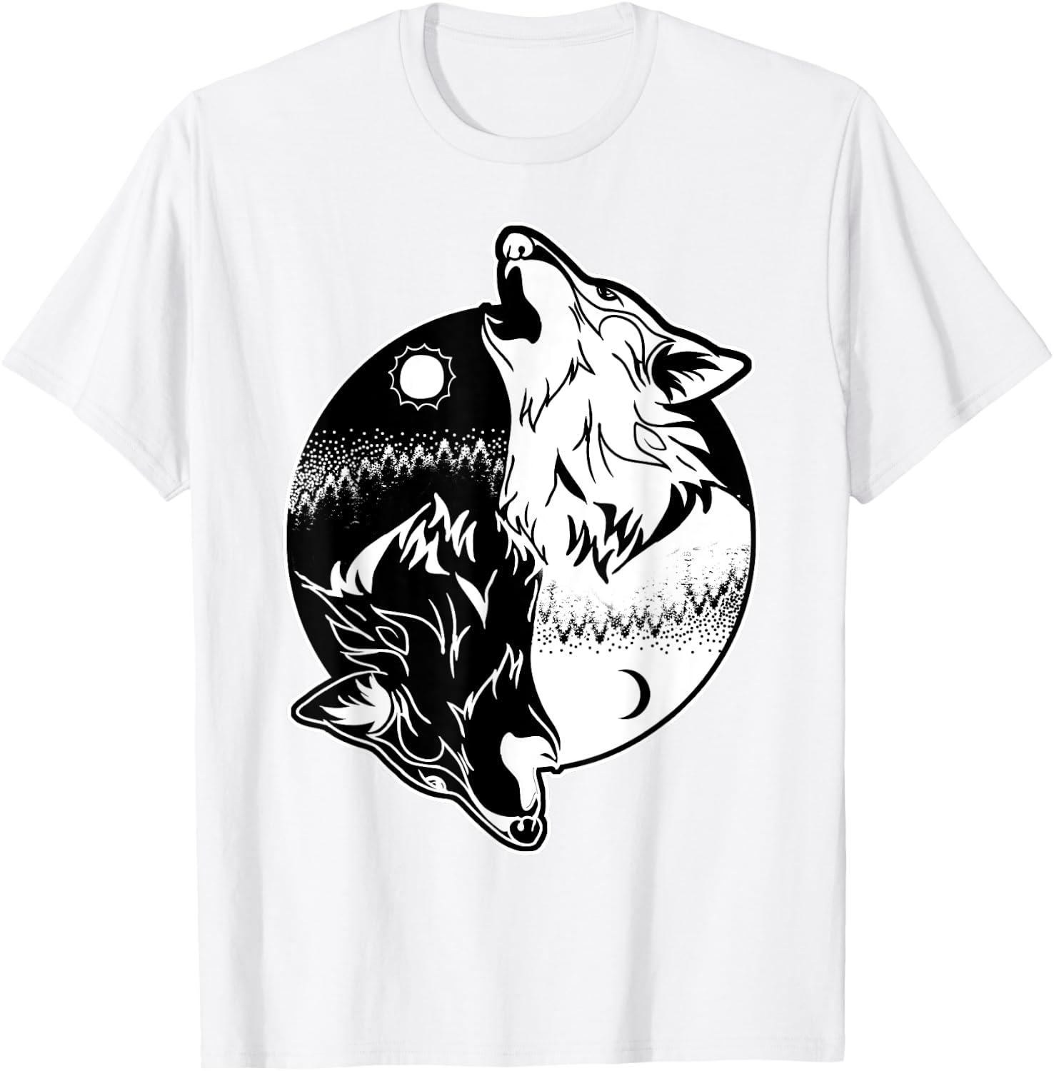 Wolf Yin Yang Shirt Yin Yang Shirt Skoll Wolf Shirt T-Shirt - T-Shirt | White