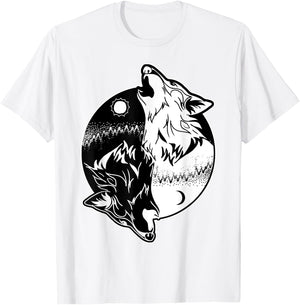 Wolf Yin Yang Shirt Yin Yang Shirt Skoll Wolf Shirt T-Shirt - T-Shirt | White