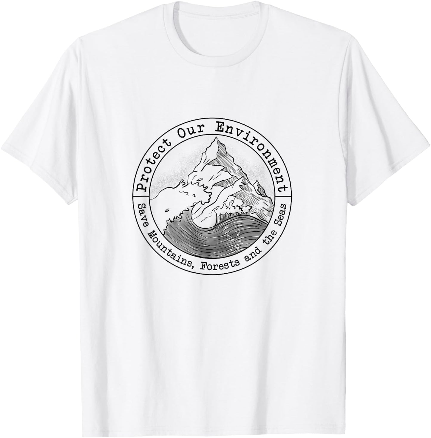 Save the Oceans Forests Seas Drawing T Shirt Nature Lovers T-Shirt - T-Shirt | White