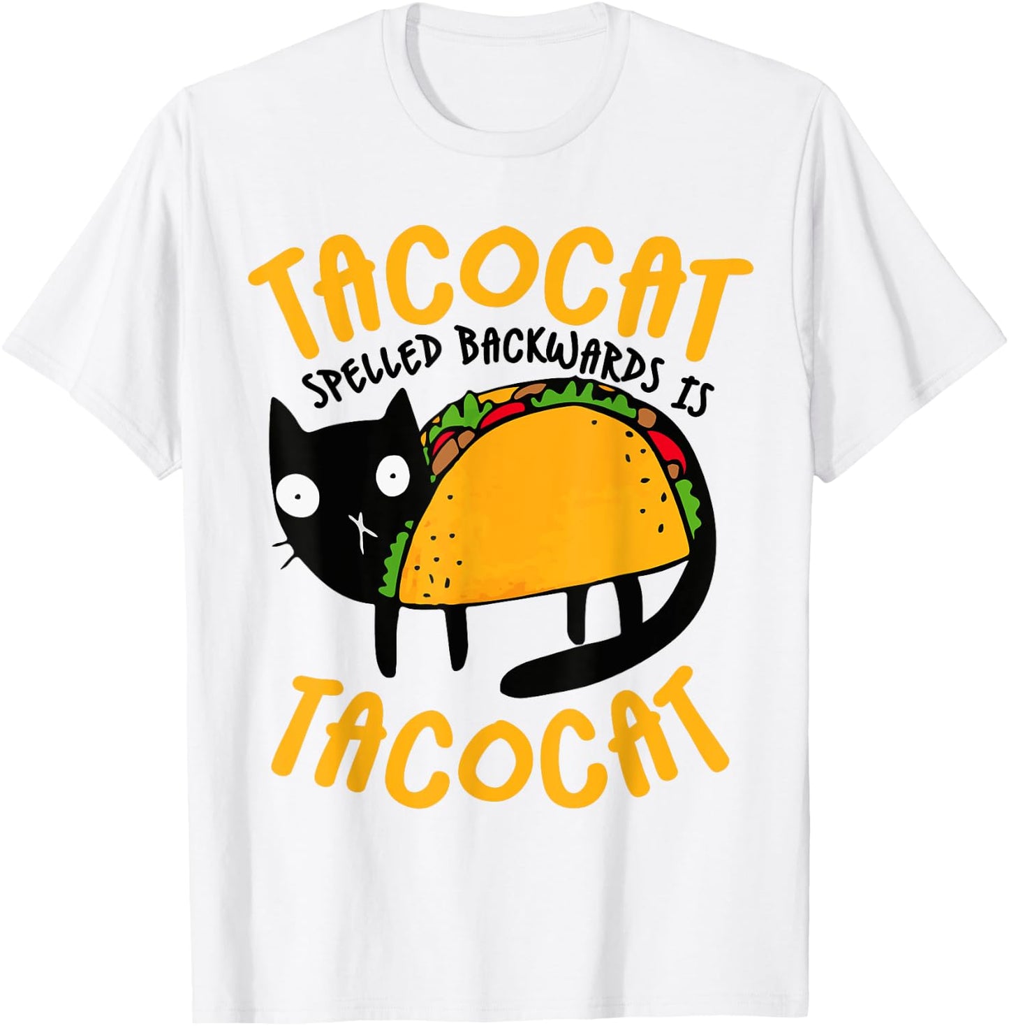 Taco Cat Funny I Love Tacos - -Adults Blue Small Classic Fit Cotton Blend Short Sleeve Cat T-Shirt - T-Shirt | White