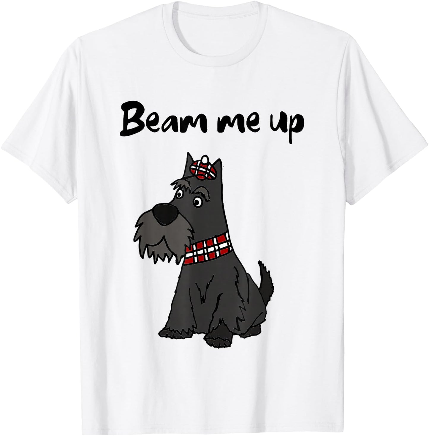 Smileteesfunnya Funny Beam me up Scottie Dog Pun T-Shirt - T-Shirt | White