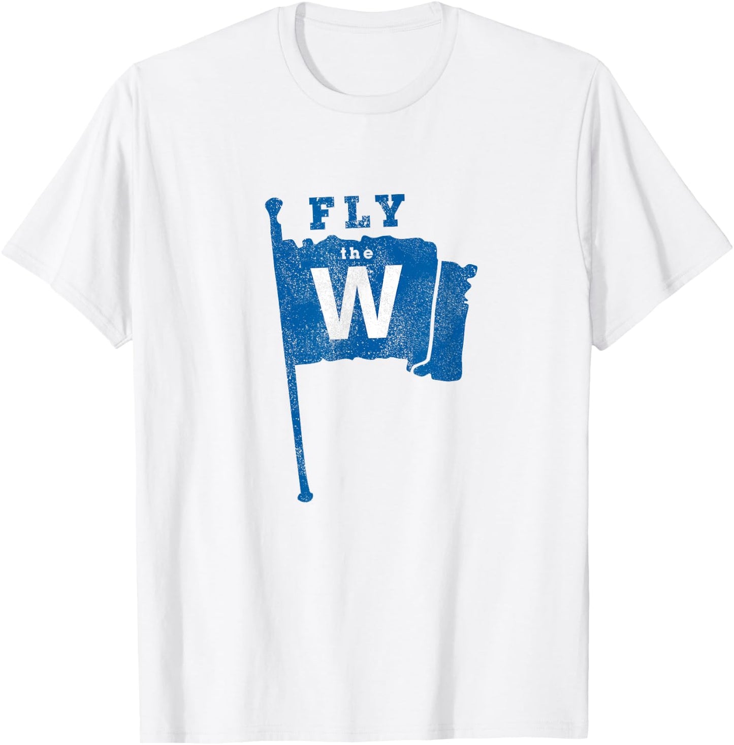 Fly The W Chicago Baseball Winning Flag Distressed T-Shirt - T-Shirt | White