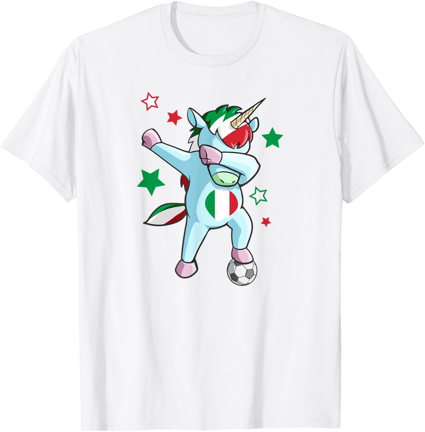 Dabbing Unicorn World Soccer Support Italy Shirt for Girls T-Shirt - T-Shirt | White