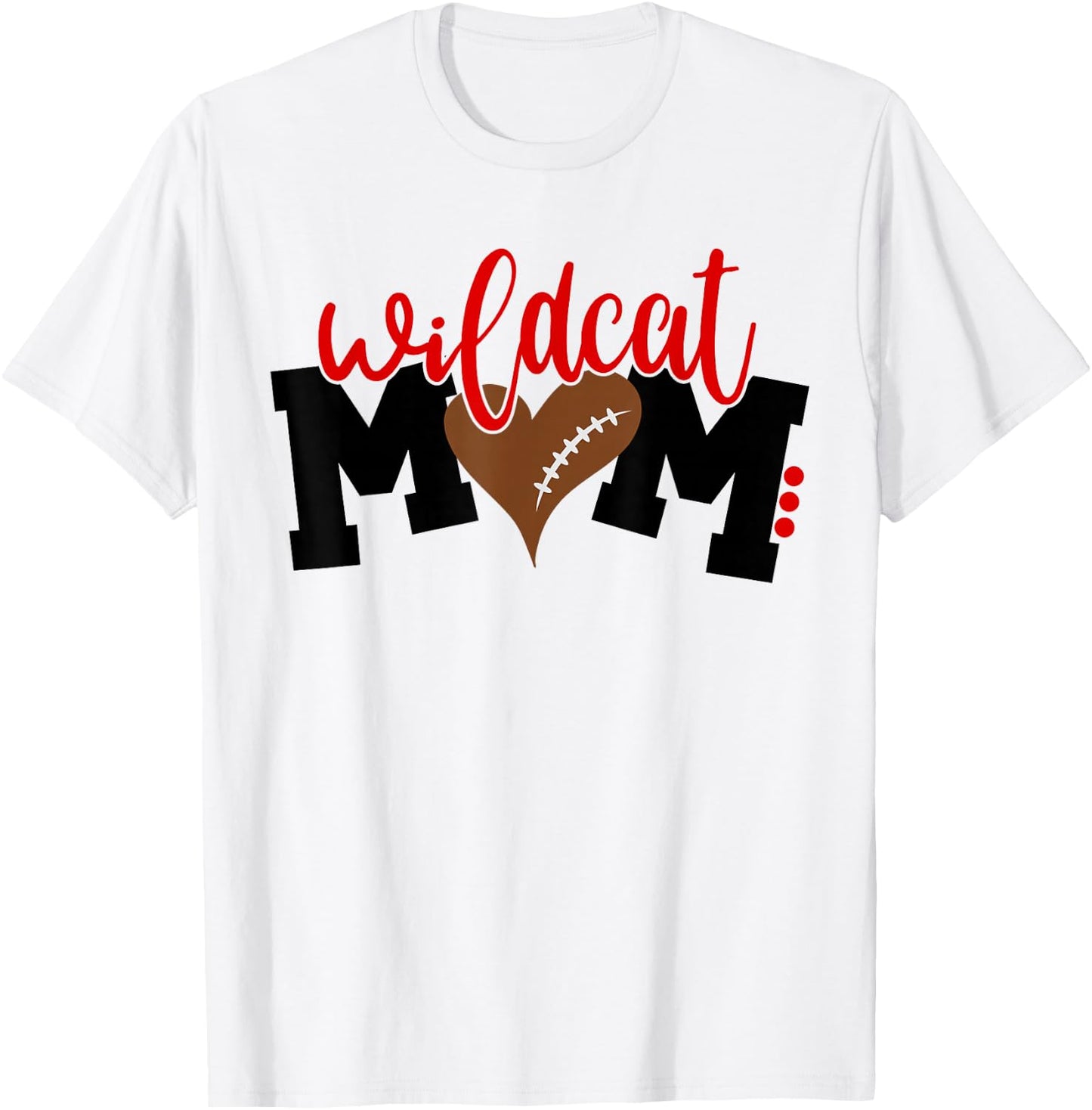 Wildcat Football Mom, Heart Football Men Women T-Shirt - T-Shirt | White