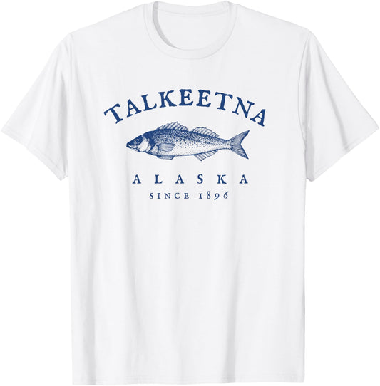 Retro Talkeetna Alaska Fishing T-Shirt - T-Shirt | White