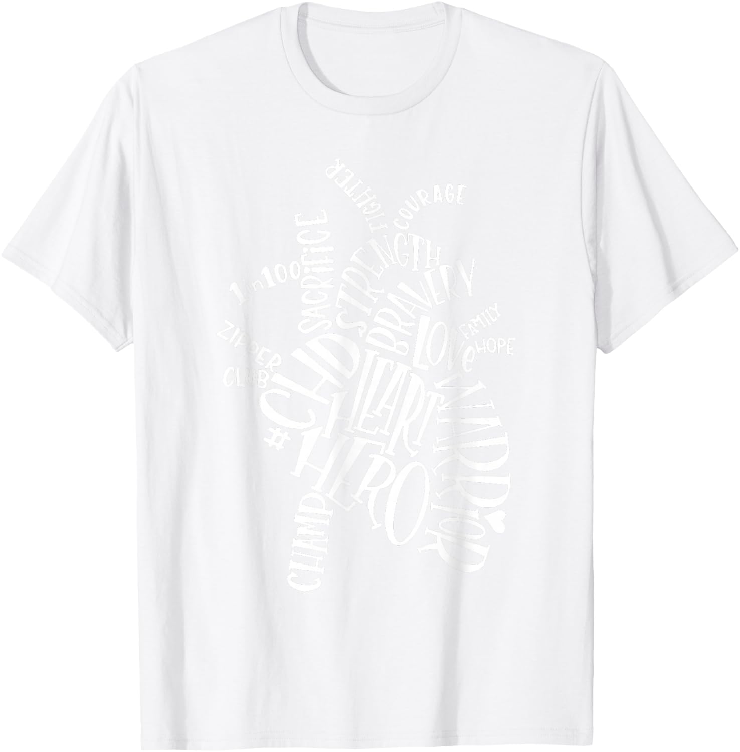 CHD Heart Warrior Typography Graphic T-Shirt - T-Shirt | White