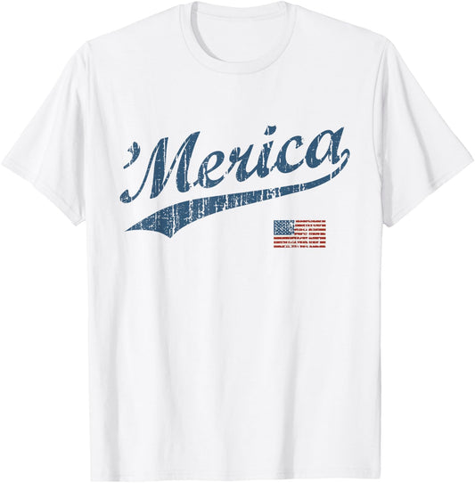 Vintage Team 'Merica 4th of July Patriotic T-Shirt - T-Shirt | White