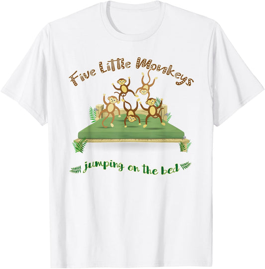 Five Little Monkeys unique Nursery Rhymes T-Shirt - T-Shirt | White