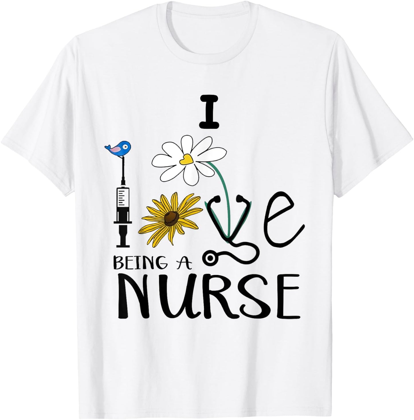 I Love Being A Nurse Daisy Gift For Nurses T-Shirt - T-Shirt | White