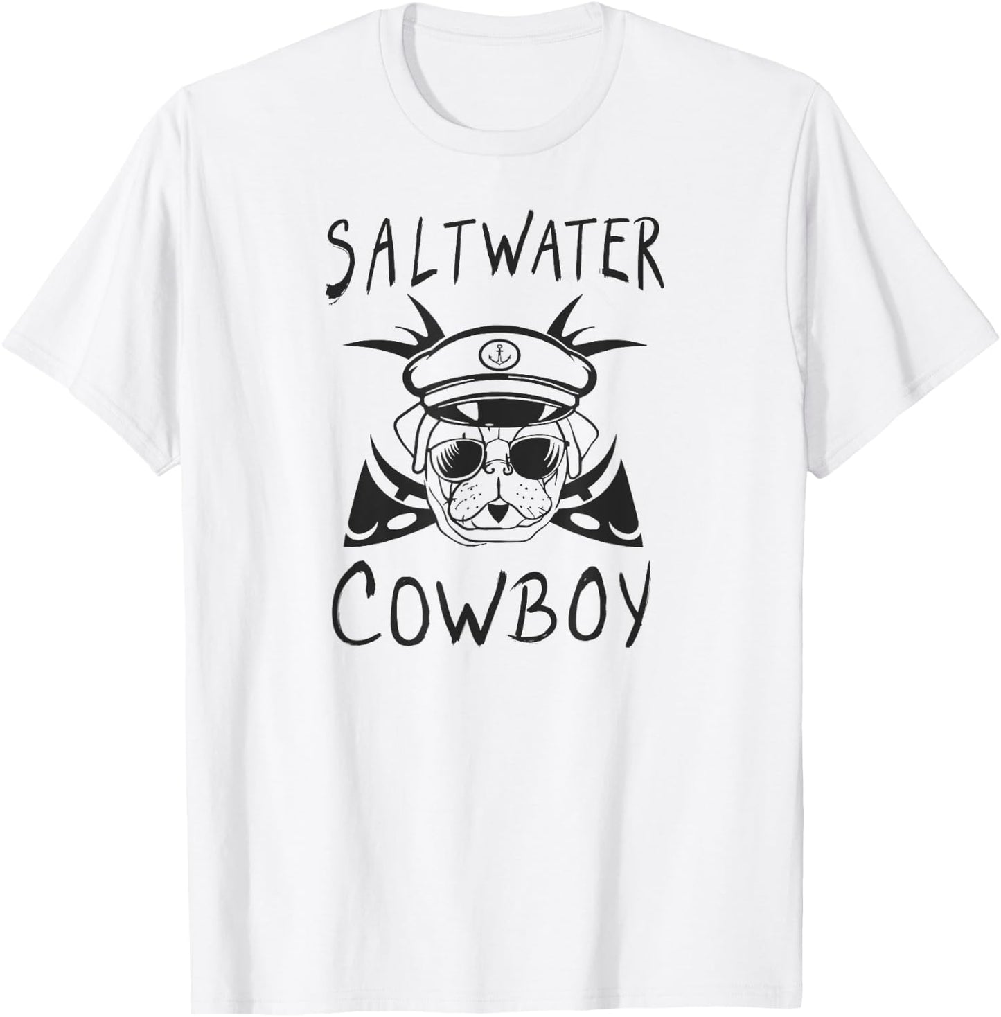 Sailing Saltwater Cowboy Dog Captain Fish Bones T-Shirt - T-Shirt | White