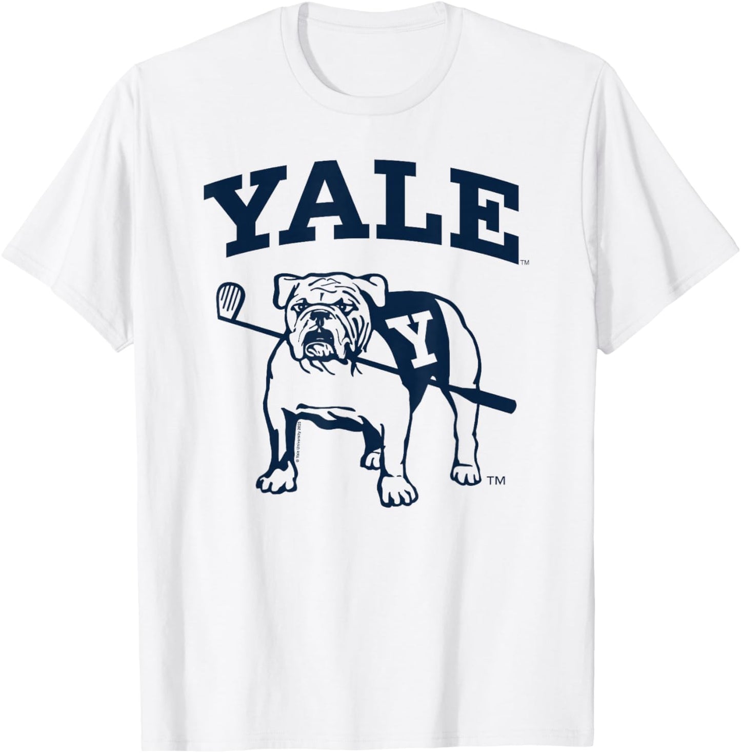 Yale University Line Art Bulldog Handsome Dan Playing Golf T-Shirt - T-Shirt | White
