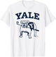 Yale University Line Art Bulldog Handsome Dan Playing Golf T-Shirt - T-Shirt | White