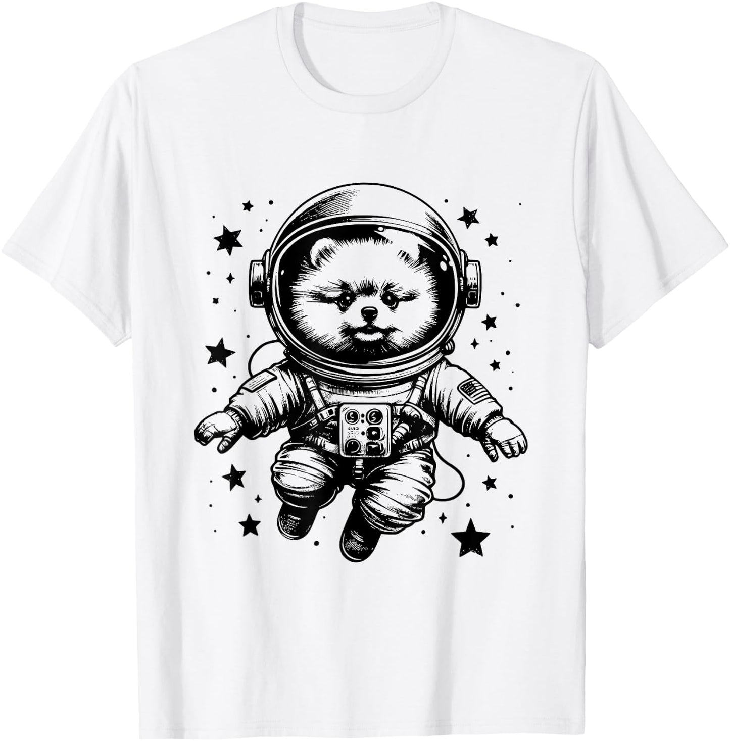Dog Dad Mom Space - Astronaut Pomeranian Men Women T-Shirt - T-Shirt | White