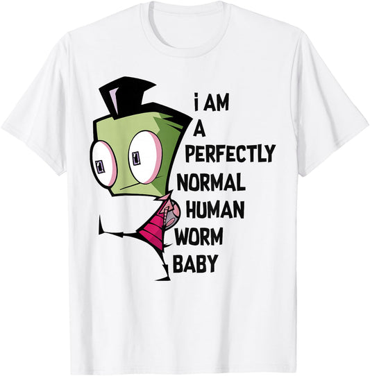 Invader Zim I Am Perfectly Normal Human Worm Baby Portrait Small T-Shirt - T-Shirt | White