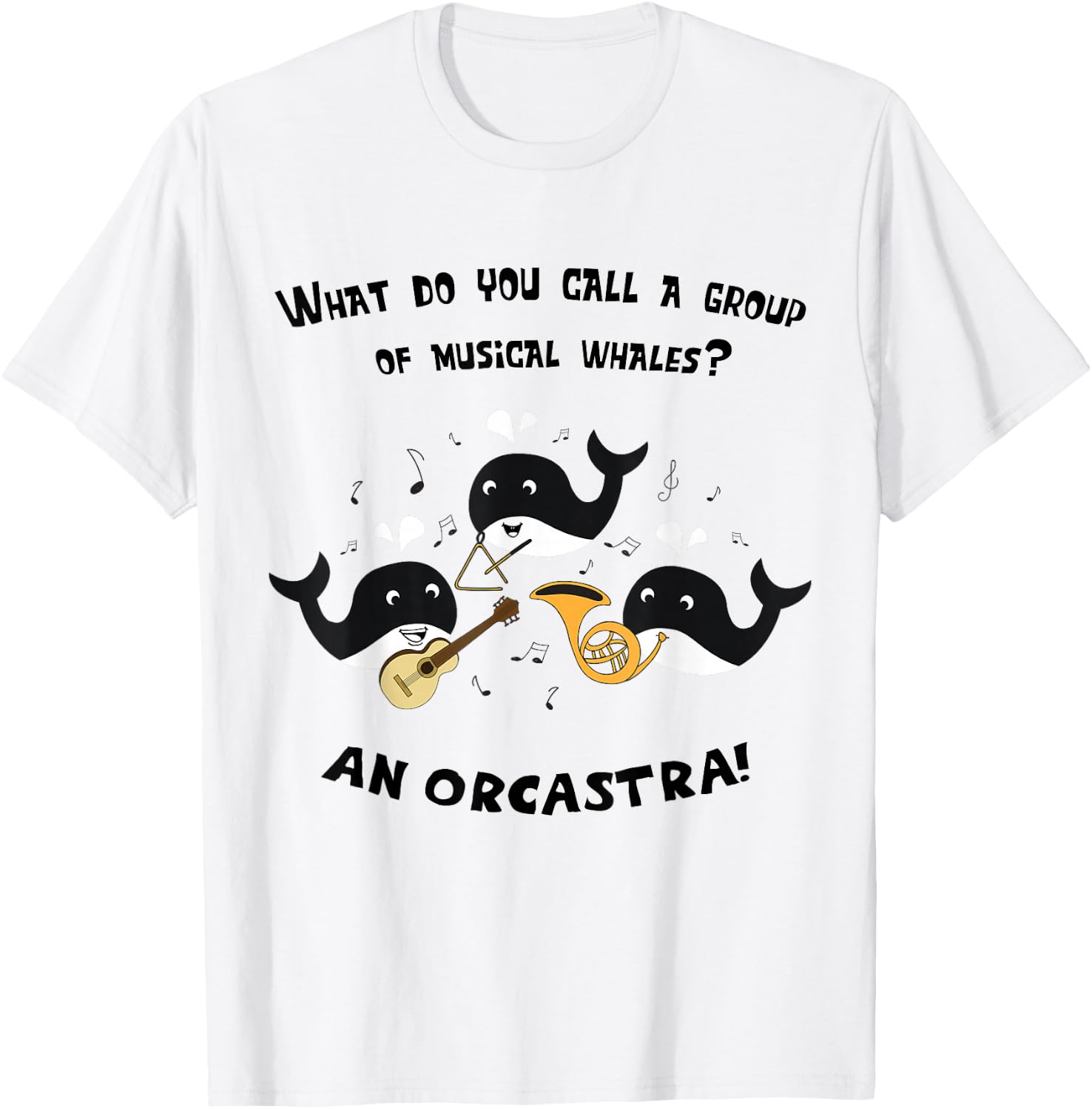 Funny Whale Orchestra Marching Band Music Pun T-Shirt - T-Shirt | White