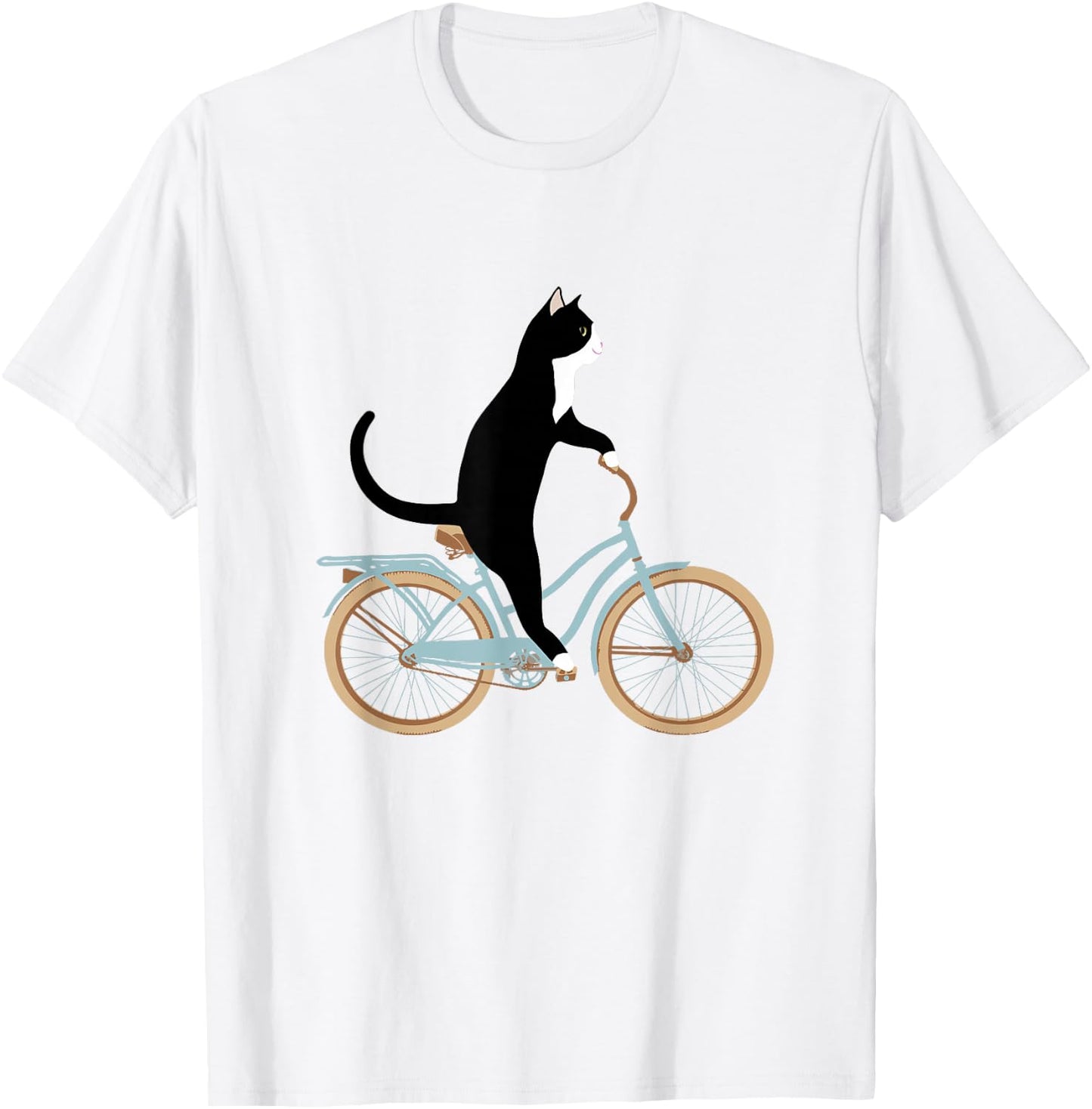 Cat on a bike funny T-Shirt - T-Shirt | White