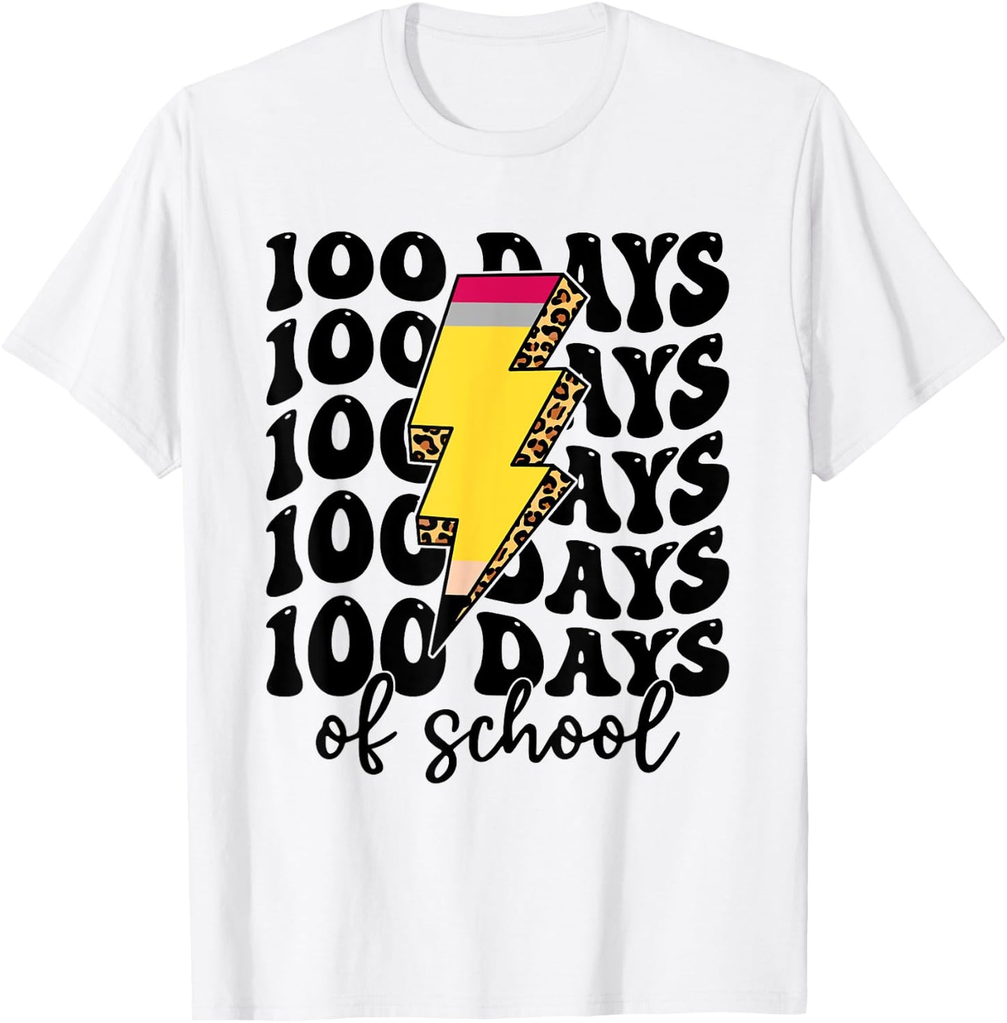 100 Days of School Back to School Student Teacher Leopard T-Shirt - T-Shirt | White