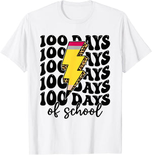 100 Days of School Back to School Student Teacher Leopard T-Shirt - T-Shirt | White