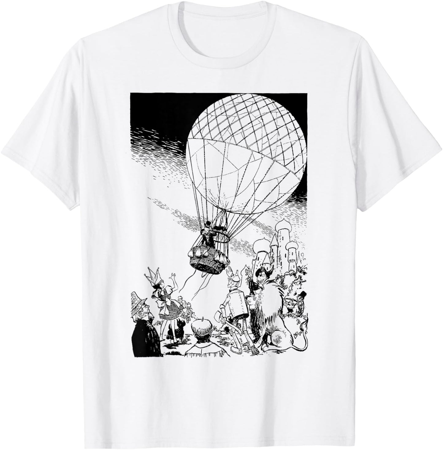 Vintage Wizard of OZ Wizard Art Retro Hot Air Balloon T-Shirt - T-Shirt | White