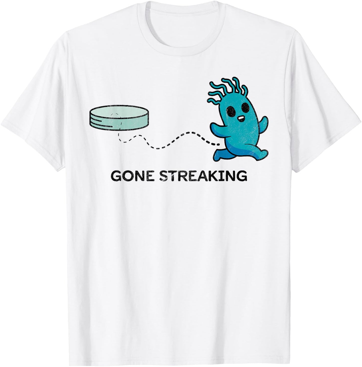 Funny Science Cute Microbiology Bacteria Apparel Adult Blue Short Sleeve Classic Fit Small T-Shirt - T-Shirt | White
