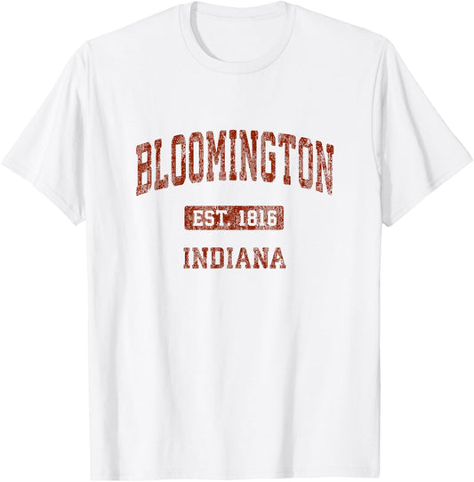 Bloomington Indiana IN Vintage Athletic Sports Design T-Shirt - T-Shirt | White
