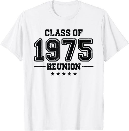 Reunion Class 75 Celebration High School Alumni College Crew T-Shirt - T-Shirt | White