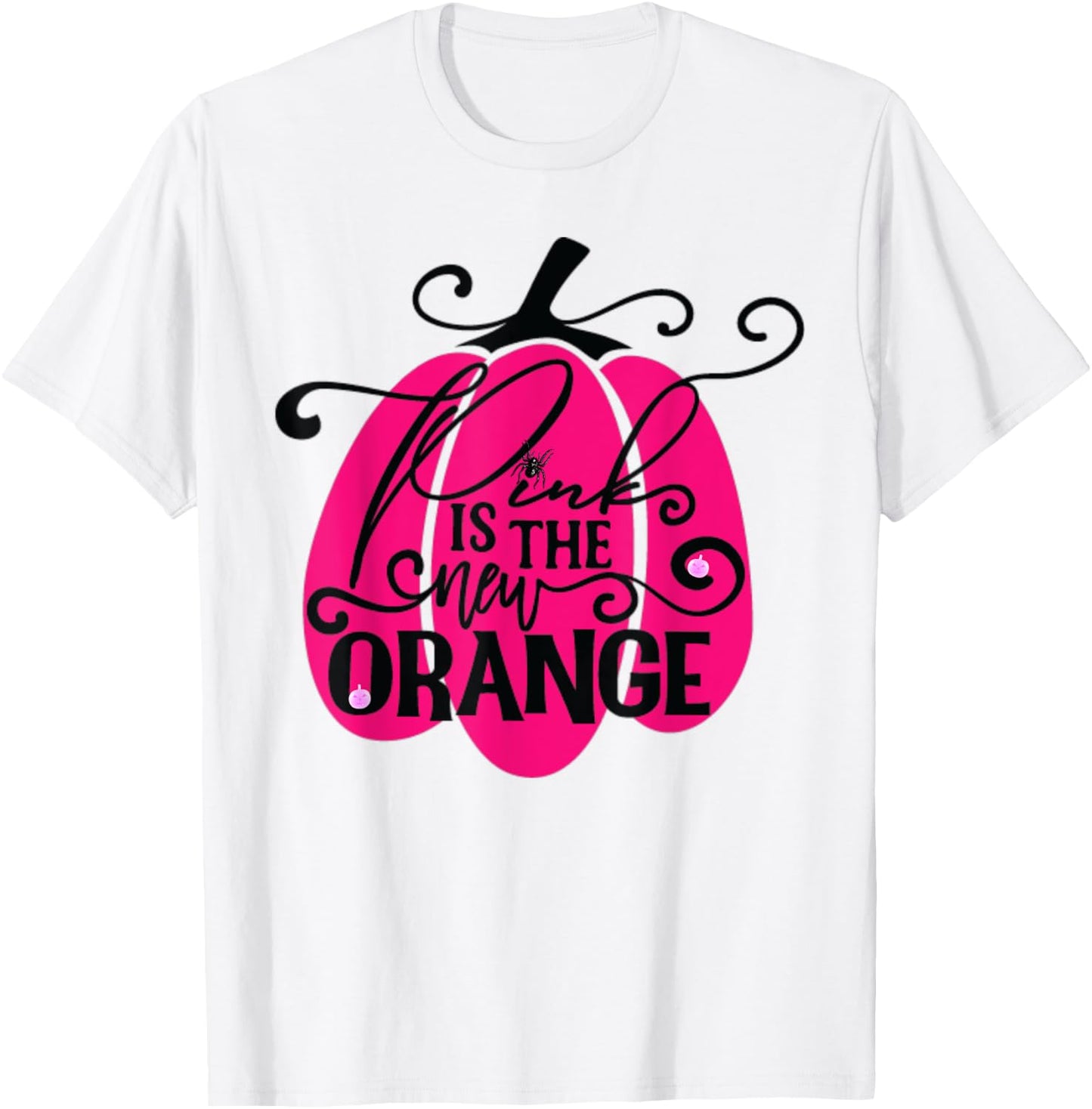 Pink Is The New Orange Pumpkin Breast Cancer Halloween T-Shirt - T-Shirt | White