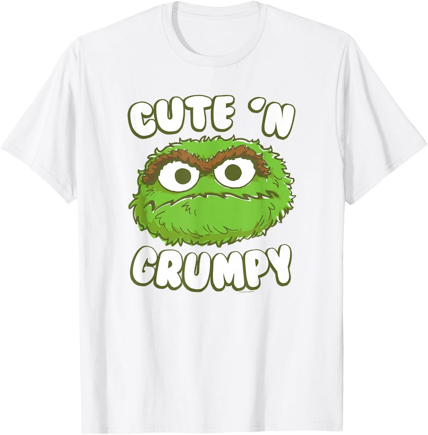 Sesame Street Oscar The Grouch Cute 'n' Grumpy T-Shirt - T-Shirt | White